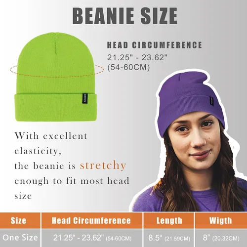 Miniatura 41 de Gorros de lana para mujeres y hombres, unisex, de punto suave, con puños, diseño de calavera, elástico, color sólido, sombreros de invierno