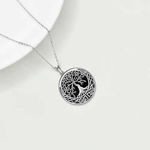Miniatura 3 de Odinstone Collar de árbol de la vida, colgante de plata de ley para mujer, collar de árbol genealógico, joyería para mamáesposaabuela