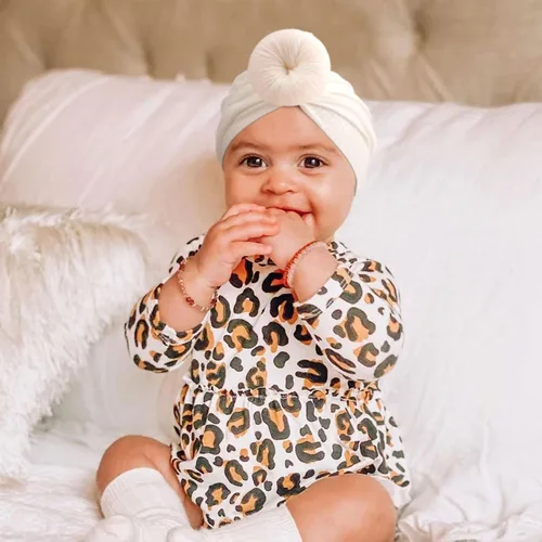 Miniatura 3 de DRESHOW BQUBO Baby Turban Hats Turban Bun Knot Baby Infant Beanie Baby Girl Soft Cute Toddler Cap