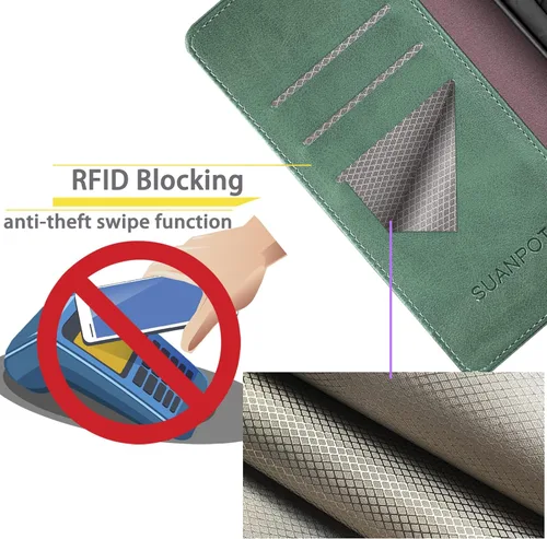 Miniatura 2 de SUANPOT Funda tipo cartera para Samsung Galaxy A13 5G/4G/A04/A04S 4G con bloqueo RFID, tarjetero y tarjetero de piel sintética, funda protectora