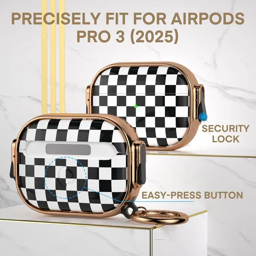 Miniatura 3 de Maxjoy Funda para AirPods Pro de 3ª Generación con Cerradura, Bonita Funda para AirPods Pro 3 con Bloqueo Protectora Rígida para AirPod Pro 3