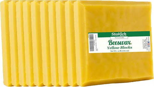 Bloque de cera de abejas amarilla pura Stakich. 100% natural, grado artesanal y calidad premium