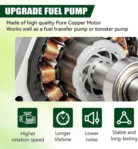 Miniatura 7 de 12D Bomba de combustible eléctrica diesel micro universal de 5/16 pulgada de entrada y salida 12V 1-2 A, 35 GPH, 4-7 PSI 4-7PSI 35 GPH para diesel