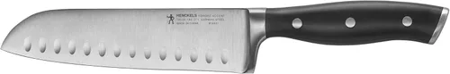 Henckels Cuchillo Santoku Forged Accent de 7 pulgadas con Filo Hueco, Negro