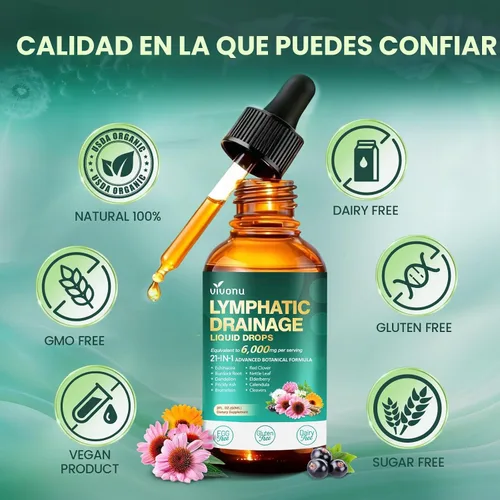Miniatura 6 de Gotas de drenaje linfático 21 en 1 para liposomal, 6000 mg Suplemento de apoyo del sistema inmunológico y linfático para mujeres y hombres
