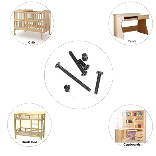 Miniatura 6 de cSeao 100 tornillos para cuna M6 para cama de bebé, tornillos hexagonales negros para construir muebles de cuna, sillas de cuna