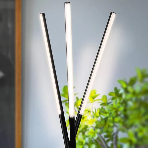 Miniatura 6 de Brightech Stix - Lámpara de pie LED con trípode para sala de estar, lámpara de pie moderna regulable, con 3 luces para dormitorio, iluminación Negro