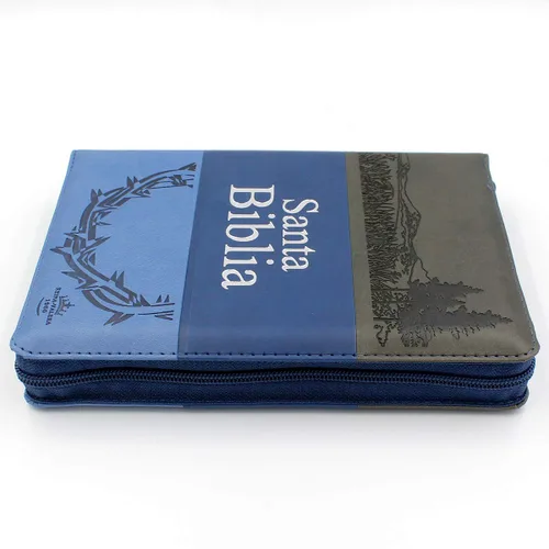 Miniatura 7 de Biblia RVR60 - Concordancia Amplia, Letra Grande, palabras de Jesus en Rojo, ziper, indice, tapa en imitacion cuero triotone azul y canto plateado