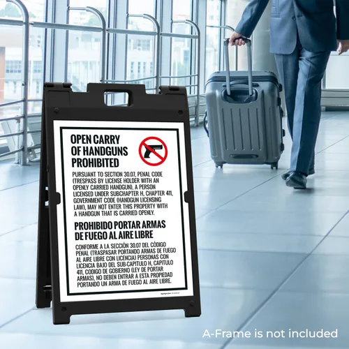 Miniatura 2 de Concealed Carry Prohibited Texas Penal Code Bilingual Sidewalk Sign Kit, (SI-74332) 18x24 Inches, Replacement Panels (2 Pack) 160 Mil Thick