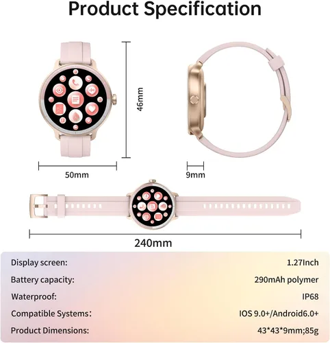 Miniatura 9 de Reloj inteligente para hombres y mujeres (respuesta/hacer llamadas), reloj inteligente con voz AI integrada, rastreador de fitness HD de 1.27