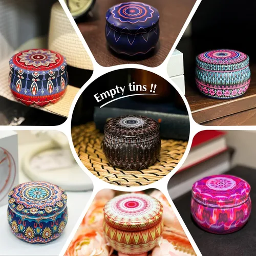 Miniatura 6 de Domivirgo 24 latas de velas vacías de 5.4 onzas con tapas, kit simple de fabricación de velas, incluye mechas, soportes y calcomanías, recipientes
