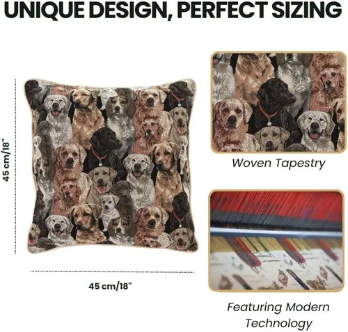 Miniatura 2 de Signare Funda de almohada cuadrada de doble cara para tapiz, 18 x 18 pulgadas (sin relleno), diseño de perro labrador