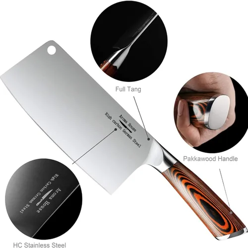 Miniatura 6 de Cuchillo de chef profesional de 8 pulgadas, cuchillo de cocina alemán X50CrMoV15 de acero inoxidable Cuchillo para picar de 7