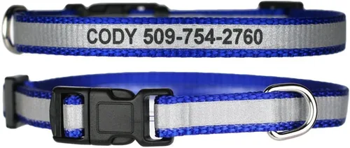 Miniatura 2 de GoTags Collares reflectantes extra pequeños para perros, grabado personalizado con nombre de mascota y número de teléfono, collar de perro ajustable