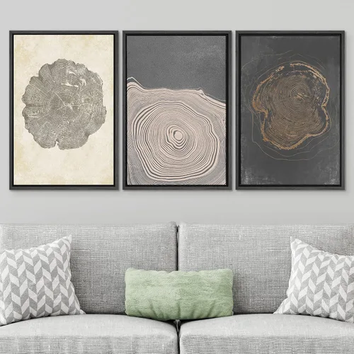 Miniatura 280 de SIGNWIN Lienzo enmarcado para pared, arte con pinceladas de flujo neutro en tonos beige abstractos, ilustraciones, arte moderno, decorativo