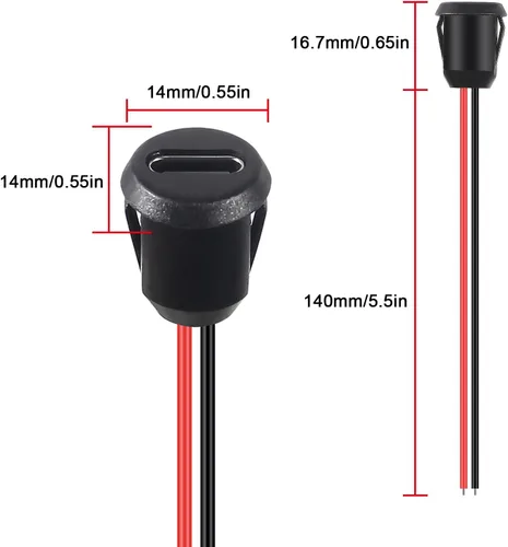 Miniatura 4 de 5PCS Tipo-C Chasis Hembra Tipo-C Conector de enchufe hembra Jack Impermeable Puerto de carga hembra 3A USB-C Cargador Enchufe Enchufe