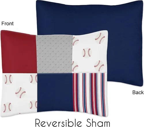 Miniatura 5 de Sweet Jojo Designs Juego de edredón individual de 2 piezas (deportes con parches de béisbol) para niños, ropa de cama para niños, ropa de cama