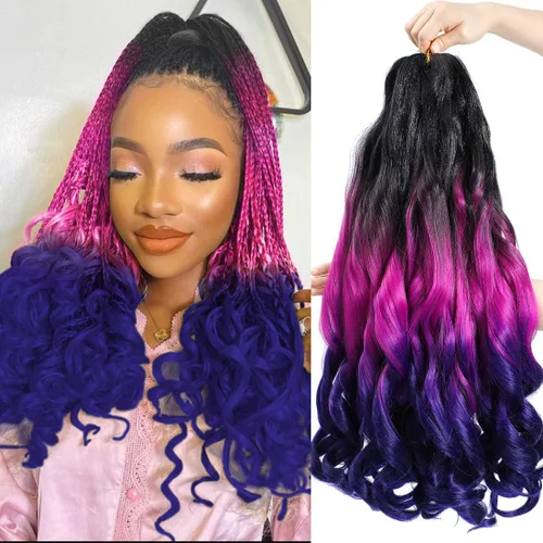 WIPPORYA Cabello de trenzado rizado francés de 24 pulgadas, paquete de 6 unidades, onda suelta y elástica, cabello de crochet preestirado, 100