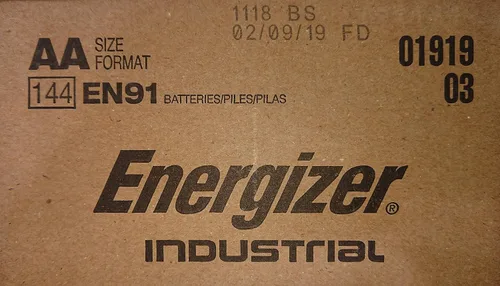 Miniatura 2 de Energizer Baterías alcalinas industriales EN91, AA (caja de 144 baterías), fabricadas en los Estados Unidos o Singapur