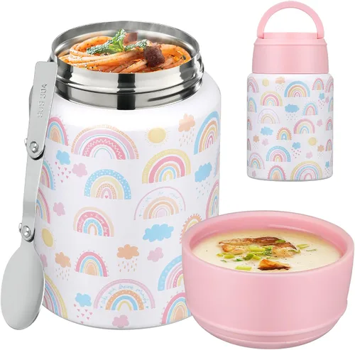 Miniatura 26 de Termo de sopa para comida caliente para niños, tarro de comida aislado de 16 onzas, contenedor térmico a prueba de fugas para niños, lonchera