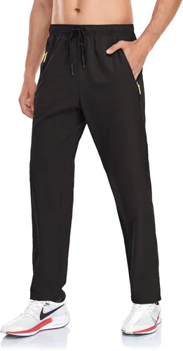 Miniatura 62 de Rapoo Pantalones ligeros para hombre con bolsillos con cremallera, secado rápido, pantalones deportivos de viaje para entrenamiento