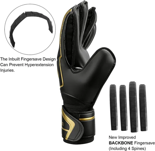 Miniatura 3 de Guantes de portero de fútbol con espinas para los dedos, guantes de portero de fútbol para niños, jóvenes y adultos, agarre fuerte antideslizante