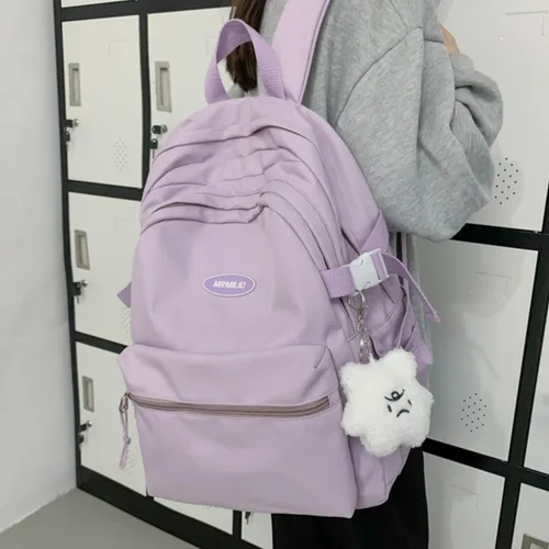 Miniatura 2 de VTTDB Mochila Kawaii con Lindos Accesorios Mochila Diurna Estética Casual Bolsa Simple para Laptop Mochila de Viaje Impermeable para Mujeres, Púrpura