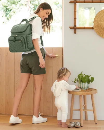 Miniatura 2 de Skip Hop Mochila Bolsa de Pañales: Forma, Bolsa de viaje multifuncional para bebé con cambiador y accesorio para cochecito, Salvia