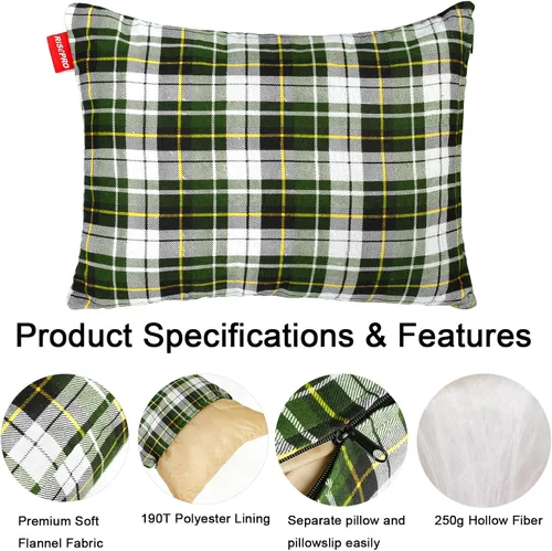 Miniatura 3 de Almohada para acampar al aire libre, ligera, comprimible, fundas de almohada de viaje de franela, funda de almohada extraíble lavable para acampar