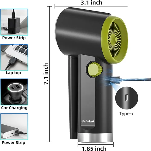 Miniatura 5 de Svinkal Plumero de aire comprimido eléctrico, pistola sopladora de aire para computadora, soplador de aire para teclado de computadora, plumero