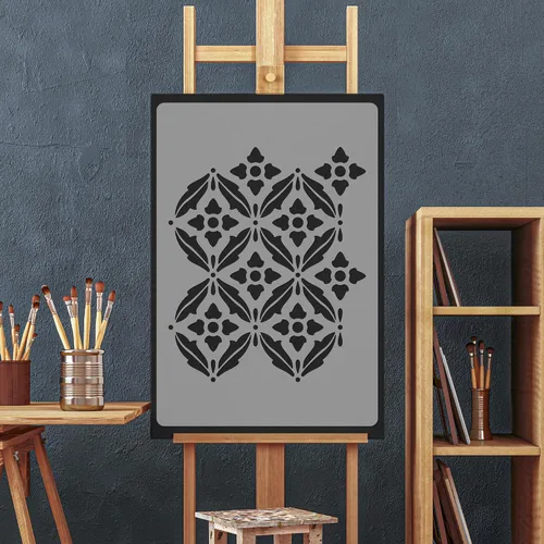Miniatura 2 de NAKLEO Plantilla de pintura de pared de tamaño grande, 23,2 x 37,4 pulgadas, adorno de Ann Damasco, plantilla de plástico reutilizable, papel tapiz