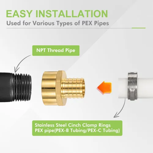 Miniatura 8 de Paquete de 2 adaptadores hembra Pex X 1 pulgada FIP de 1 pulgada, tubo Pex de 1 pulgada a rosca hembra NPT de 1 pulgada, puerto completo, sin plomo