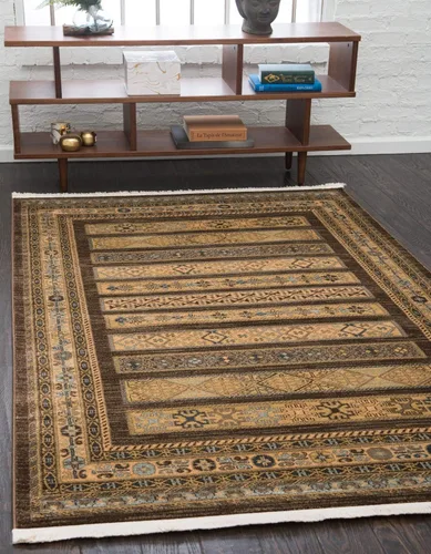Miniatura 18 de Nomad Tapete contemporáneo de con estampado moderno tribal., Polipropileno, Azul