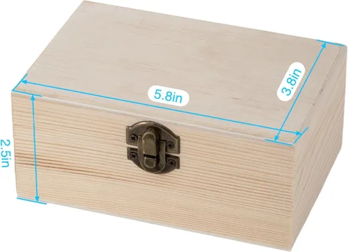 Miniatura 3 de 12 cajas de almacenamiento rectangulares de madera de pino vintage con tapa con bisagras y hebilla frontal, caja de recuerdos pequeña de 5.8 x 3.8 x