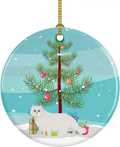 Miniatura 73 de Caroline's Treasures Adorno de cerámica con texto en inglés "Merry Christmas" para colgar en el árbol de Navidad, decoración para el hogar, Navidad