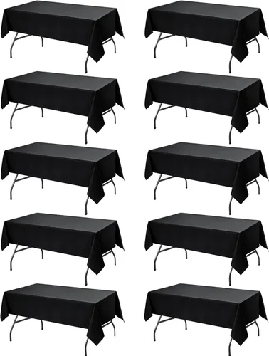 Miniatura 33 de Paquete de 6 manteles negros para mesas cuadradas, 54 x 54 pulgadas, tela de poliéster resistente a las manchas para mesas de 2 pies, manteles