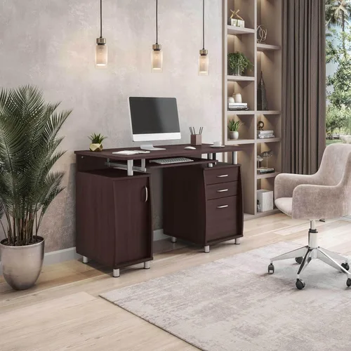 Miniatura 2 de Techni Mobili Escritorio para computadora de 48 pulgadas de ancho con archivador y cajones, armario de almacenamiento con estante extraíble