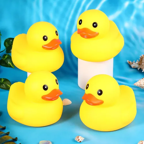 Miniatura 4 de Deekin 6 piezas de patos de goma amarillos grandes a granel grandes chirriantes de goma para bañera flotante para decoración de fiesta