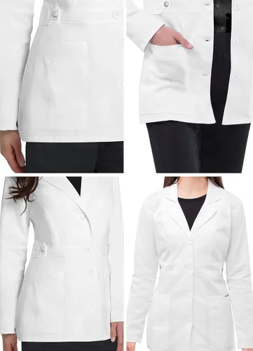 Miniatura 4 de Adar - Abrigo de laboratorio elástico universal para mujer, 28 pulgadas, cintura con pestañas