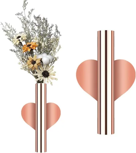 Miniatura 10 de 2 jarrones de pared de metal, tubo de flores de pared, tubo de flores montado en la pared para exhibición de flores, moderno soporte para flores