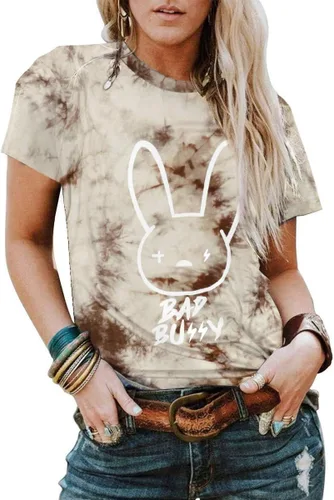Bad Bunny - Camiseta de Pascua para mujer, diseño divertido de conejo, para verano, vacaciones, hip hop, regalo