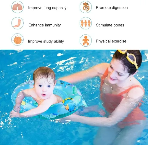 Miniatura 2 de Walsai Flotador de natación para bebé, anillo de natación inflable con asiento flotante para niños de 6 meses a 6 años Azul