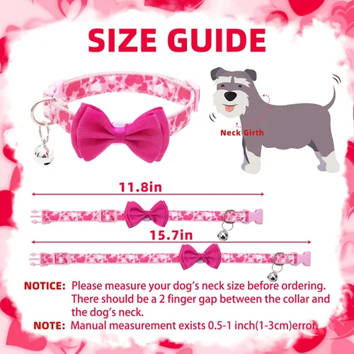 Miniatura 2 de PUPTECK Collar de perro con campana, paquete de 2 unidades, collar ajustable para cachorros, dulce regalo para perros pequeños y mascotas de 11.8 a