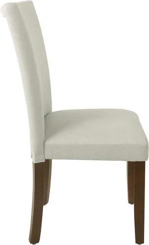 Miniatura 122 de Homepop Silla de comedor con detalles festoneados, sillas de comedor Parsons tapizadas, muebles decorativos para el hogar, tejido gris claro