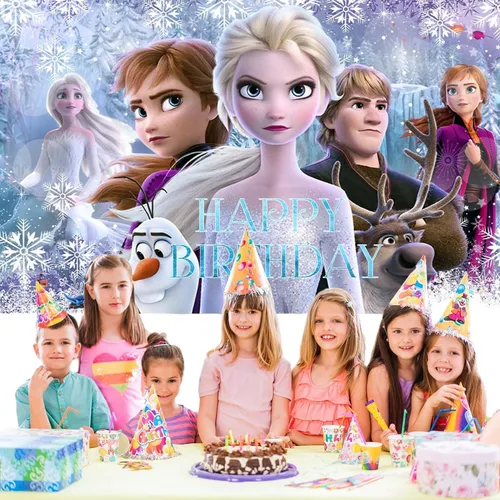 Miniatura 3 de 1 pancarta de decoración de fiesta de Frozen para fondo de fotografía para fiesta de cumpleaños de niños, accesorios de cabina de fotos de Frozen