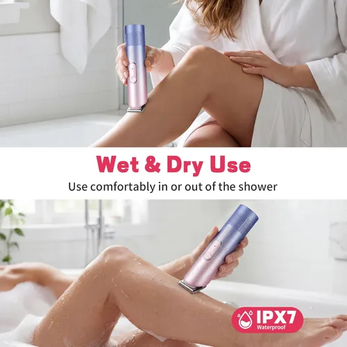 Miniatura 3 de PRITECH Recortadora de cabello para mujer, recortadora de bikini recargable para mujer, cabello púbico, uso húmedo y seco, afeitadora eléctrica sin
