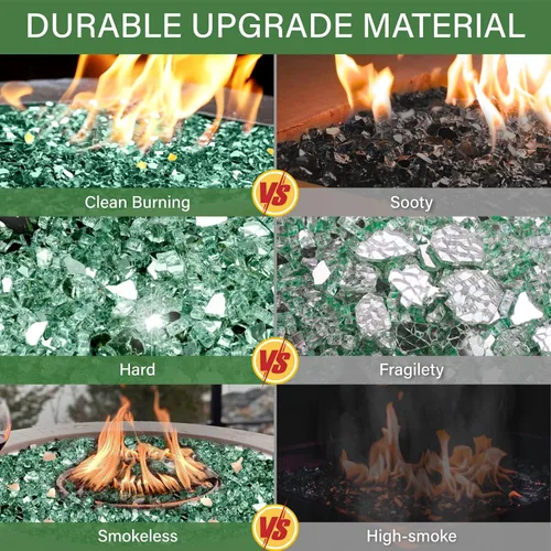 Miniatura 10 de NUPICK Vidrio de Fuego de 5 Libras, Vidrio Brillante para Fogata de 1/2 Pulgada, Roca de Vidrio Templado para Fogata para Propano o Gas Natural
