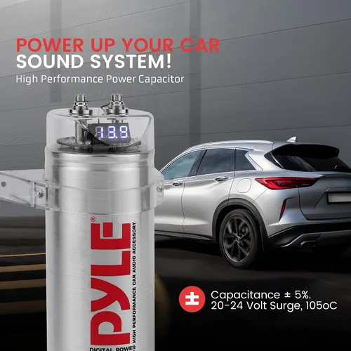 Miniatura 2 de Pyle Condensador de potencia digital de 3.2 farad para sistemas de audio de automóvil, pantalla LED azul de voltaje, protección contra sobrevoltaje