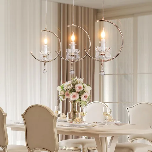 Miniatura 5 de Luces colgantes modernas isla de cocina: lámpara colgante de vela de cristal K9 - 1 bombilla E12 lámparas de iluminación vintage para comedor, baño