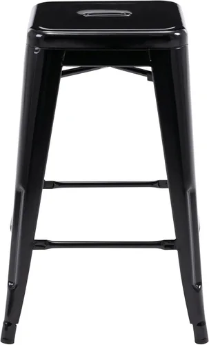 Miniatura 8 de Vogue Furniture Direct 24" Taburetes de bar de metal sin respaldo negros para interiores/exteriores, altura para encimera con asiento cuadrado